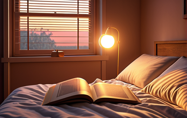 **

Prompt: *Cozy bedroom, warm lighting, wake-up light simulating sunrise, bedside table with book, calm atmosphere promoting sleep optimization.*

**