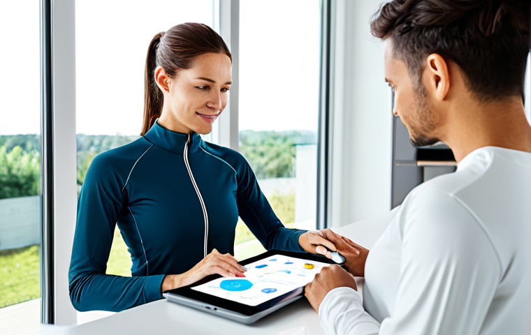**Image Prompt 1: Smart Technology for Personalized Wellness**
A professional, healthy adult, fully clothed in modern, modest activewear, confidently reviewing personalized health data on a sleek, futuristic tablet. The setting is a minimalist, light-filled home wellness studio, with natural light streaming through large windows. The individual has perfect anatomy, correct proportions, and a natural pose, with well-formed hands and proper finger count. The image conveys a sense of empowerment and informed decision-making. Safe for work, appropriate content, fully clothed, professional, high quality, realistic photography.