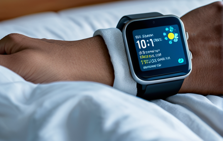 Wearable Technology & Sleep**
"A person sleeping peacefully in a comfortable bed, wearing a modern smartwatch. The smartwatch display shows sleep data. The bedroom is softly lit and inviting. Focus on the technology enhancing well-being. safe for work, appropriate content, fully clothed, modest pajamas, professional, perfect anatomy, correct proportions, natural pose, well-formed hands, proper finger count, natural body proportions, professional photography, high quality."
**
