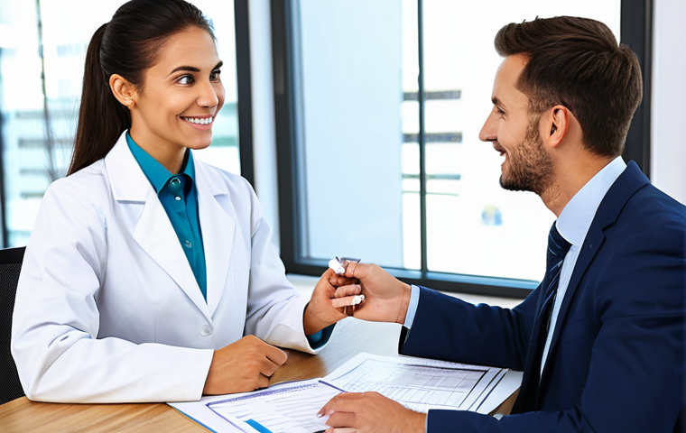 Personalized Nutrition Consultation**
"A friendly nutritionist in a brightly lit, modern office, fully clothed in professional attire, consulting with a client reviewing DNA test results. The client is dressed in modest, everyday clothing. Focus on the informative atmosphere, emphasizing health and well-being. Safe for work, appropriate content, professional setting, perfect anatomy, natural pose, high quality."
**